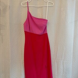 Petal & Pup One-Shoulder Pink Two Tone Dress
